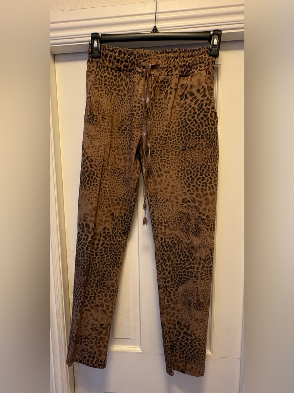 Designer Women’s jeans leopard print drawstring waist